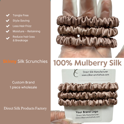 Ebony Silk Scrunchie Skinny Wholesale丨In Stock