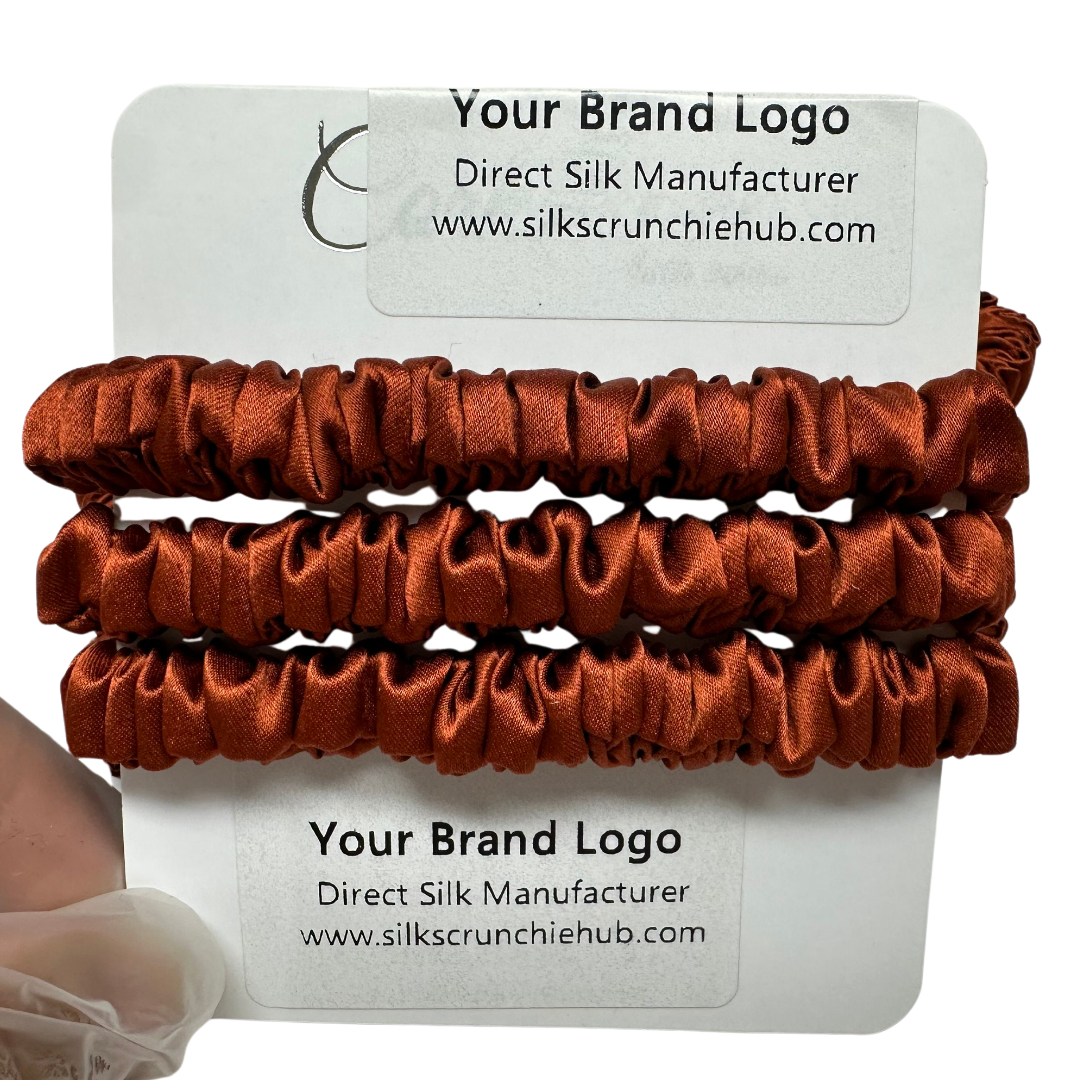 Bright-Orange-Red Silk Scrunchie Skinny丨Custom & Wholesale