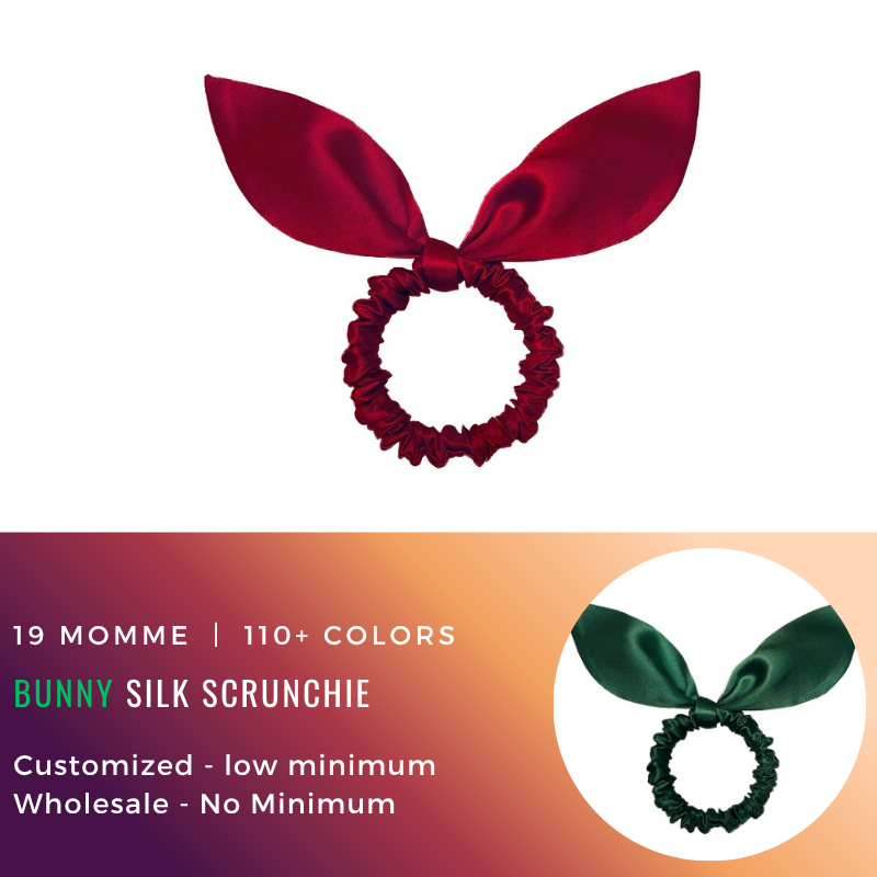 Custom Bunny Silk Scrunchie丨Custom Brand & Bulk Wholesale