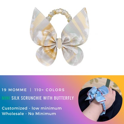 Custom Mini Silk Scrunchie with Butterfly丨Custom Brand & Bulk Wholesale