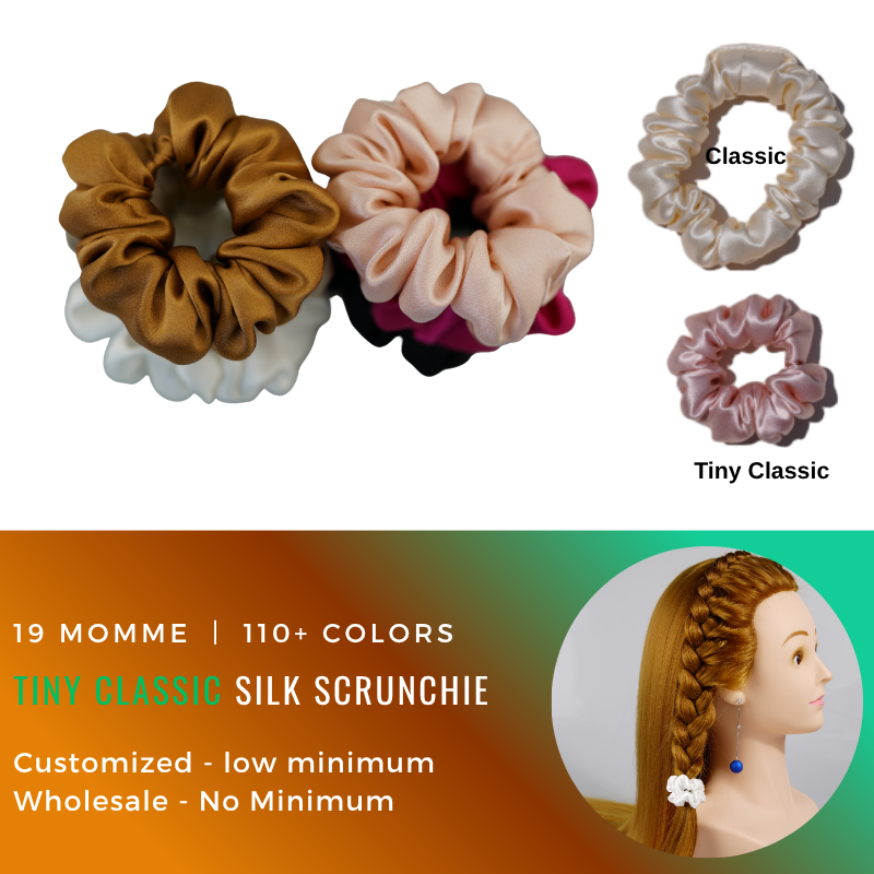 Custom Silk Scrunchie Tiny Classic丨Custom Brand & Bulk Wholesale
