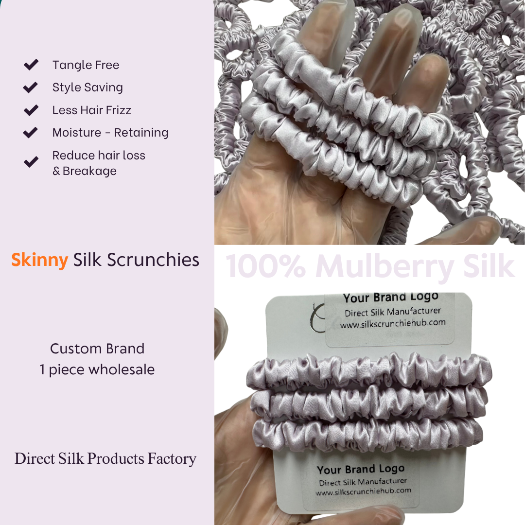 Ash Lilac Silk Scrunchie Skinny Wholesale丨Custom Brand