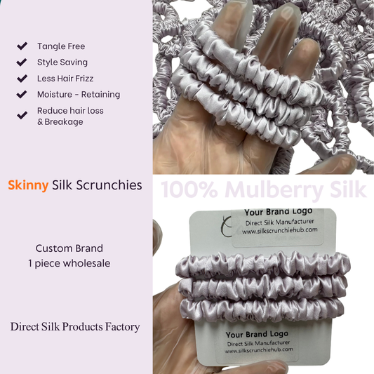 Ash Lilac Silk Scrunchie Skinny Wholesale丨Custom Brand