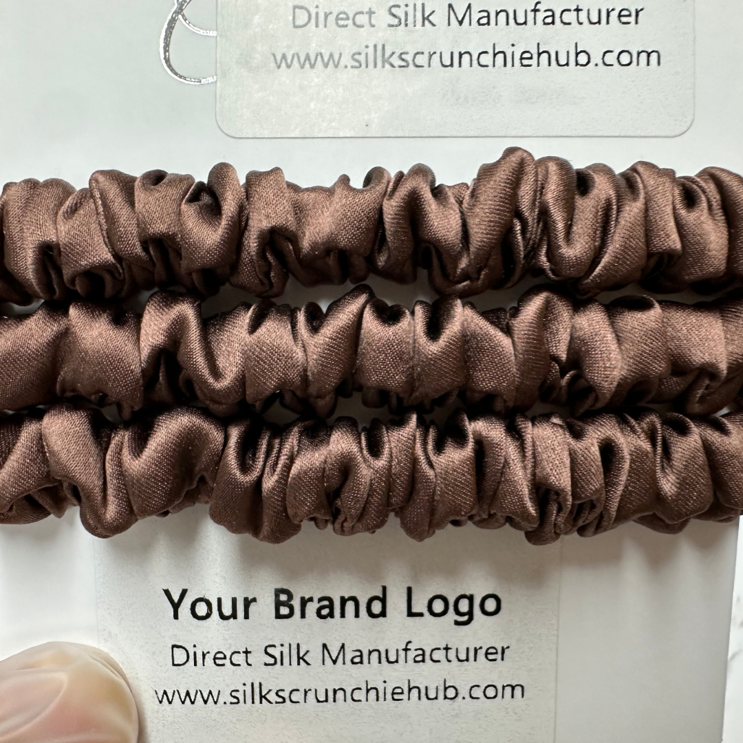 Sandalwood Brown Silk Scrunchie Skinny Wholesale丨Custom Brand