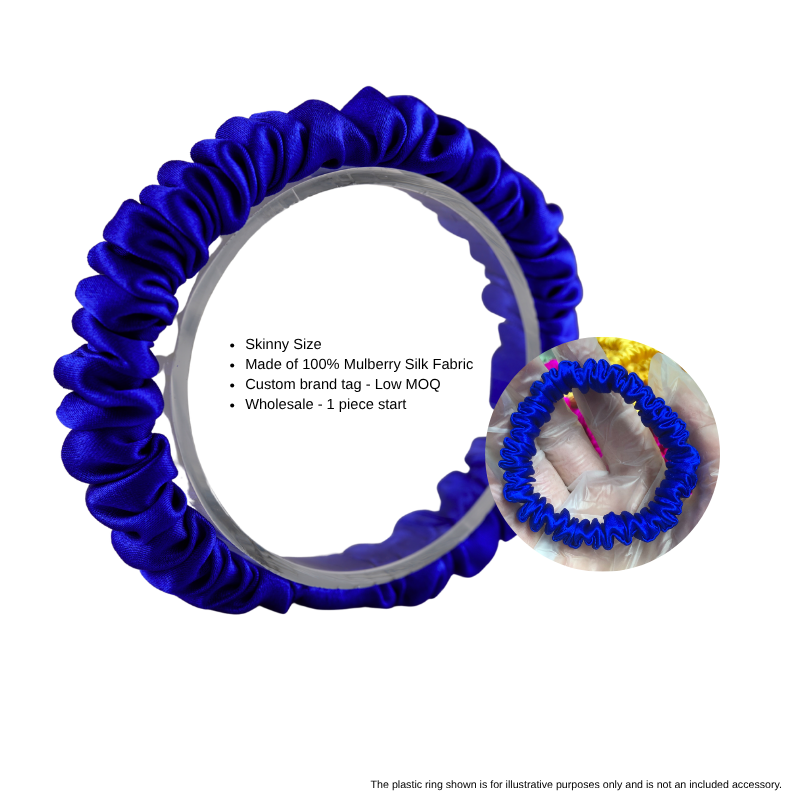diamond blue skinny silk scrunchie wholesale bulk for hair brands
