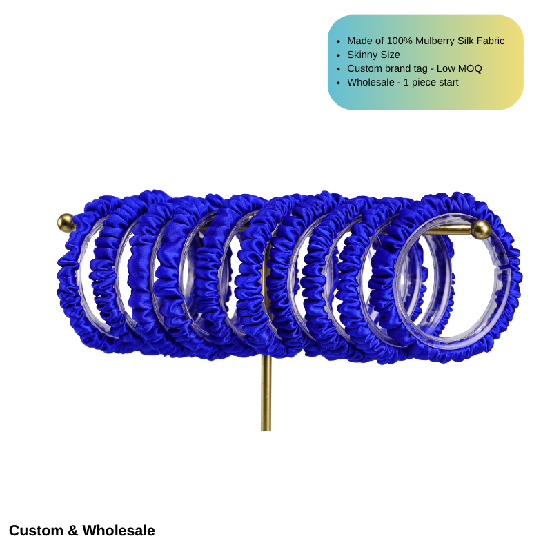 diamond blue silk skinny scrunchie supplier factory direct
