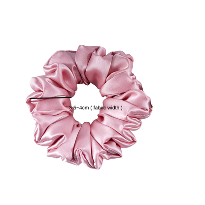 Large fluffy silk scrunchie full look