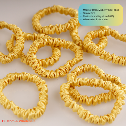 gold silk skinny scrunchie bulk low MOQ for small business