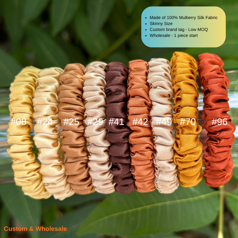 gold series skinny silk scrunchie elegant neutral tone