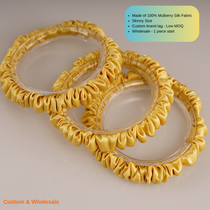 gold silk skinny scrunchie supplier factory direct