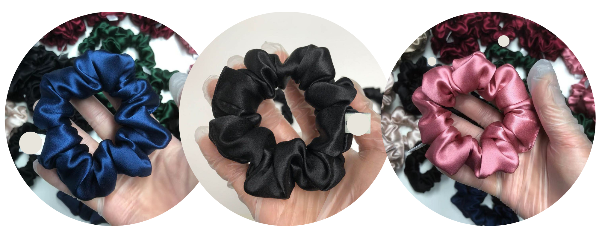 custom wholesale hair silk scrunchies medium type - custom brand logo low MOQ, 1 piece wholesale