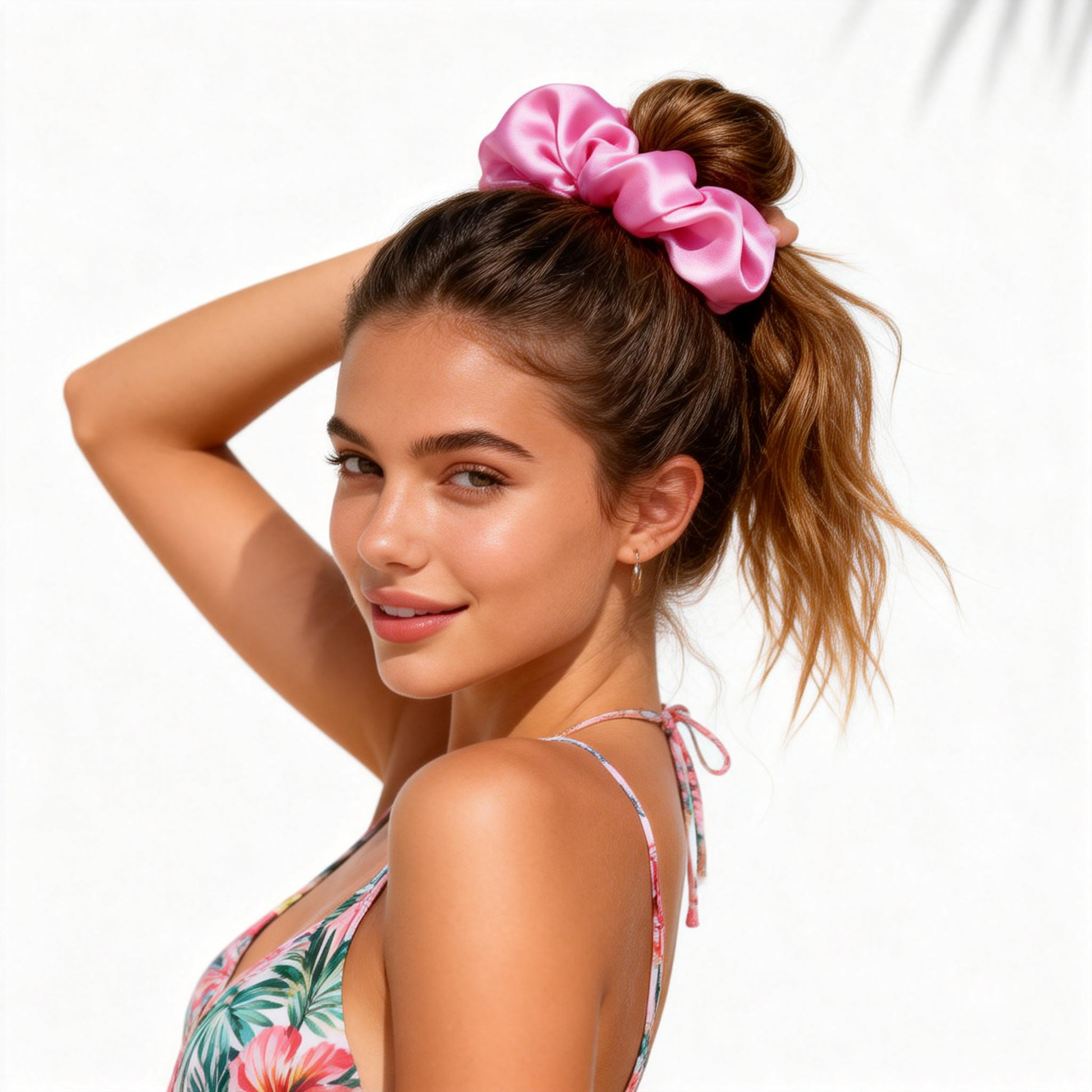 Light Rose Pink Silk Scrunchie Oversized Fluffy