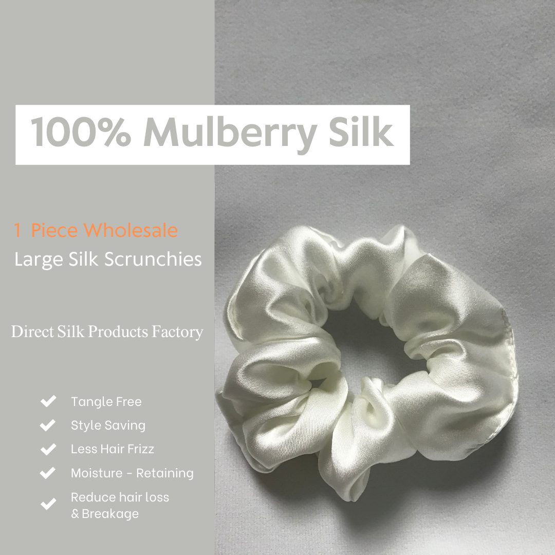 White Silk Scrunchie Large