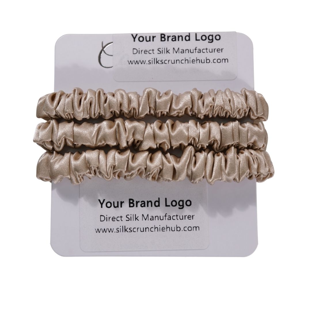 Light Tan Silk Scrunchie Close-up Texture