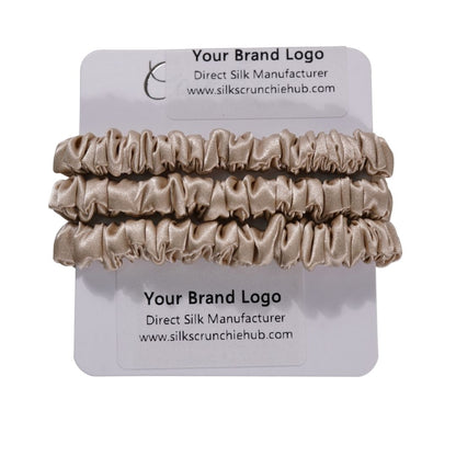 Light Tan Silk Scrunchie Close-up Texture