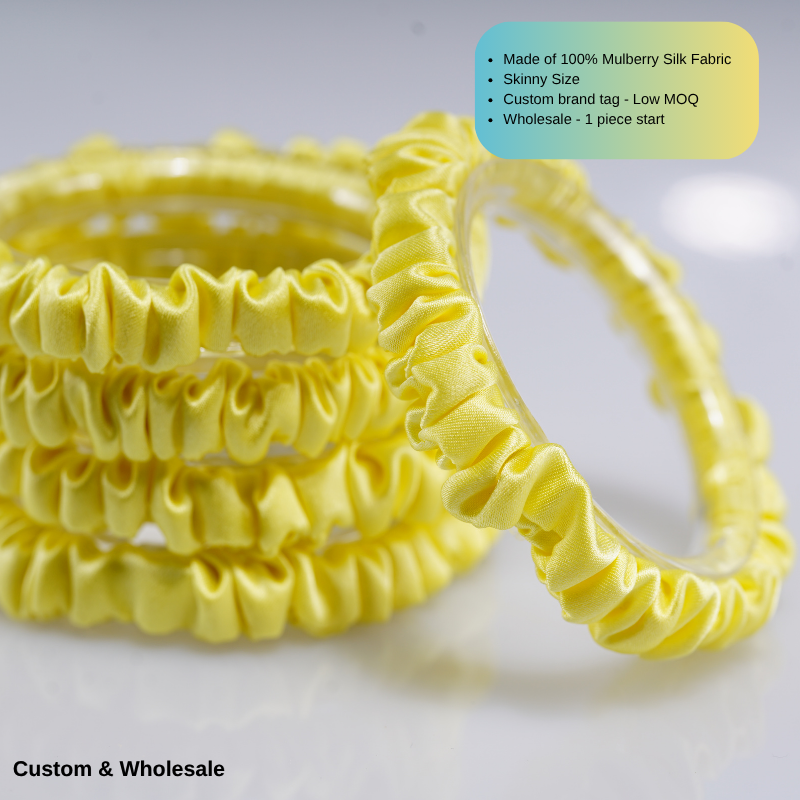 light yellow skinny silk scrunchie wholesale for fashion brands