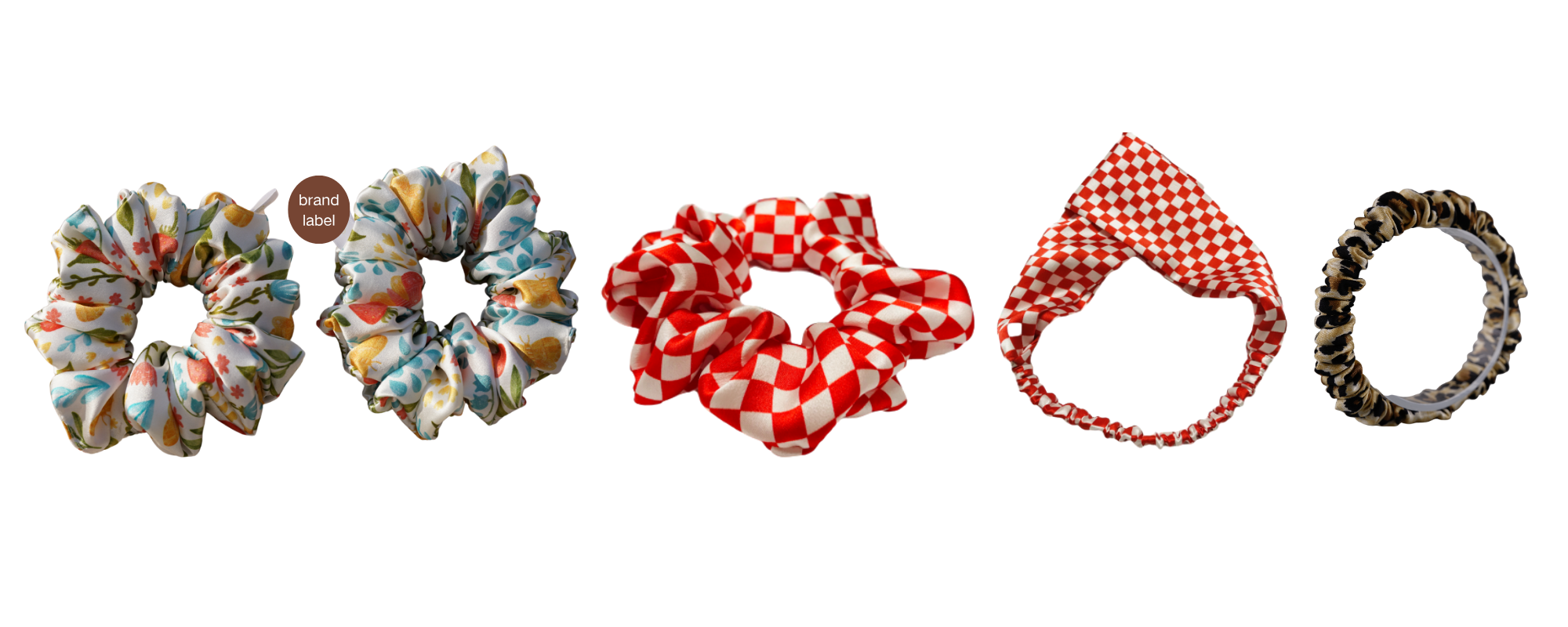 logo pattern silk scrunchie