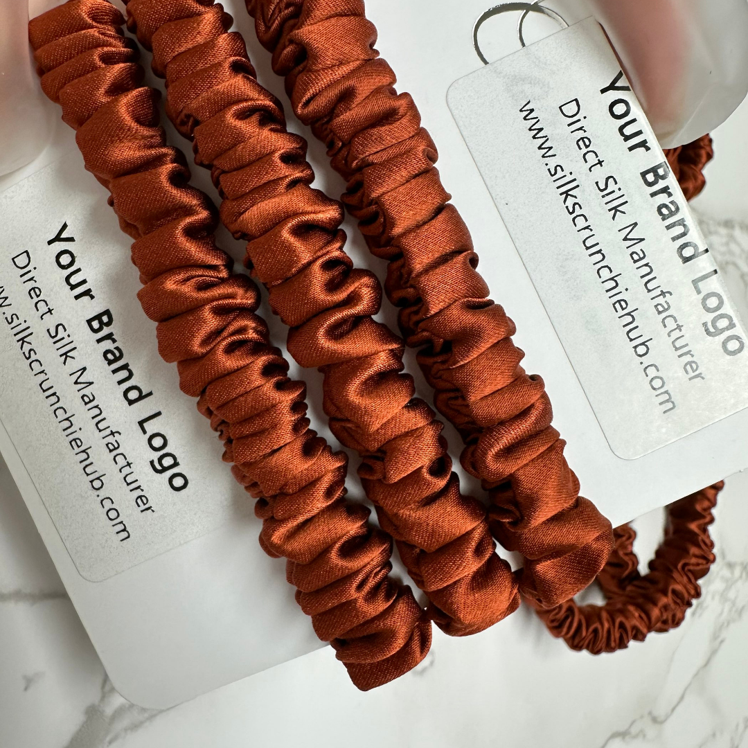 Bright-Orange-Red Silk Scrunchie Skinny丨Custom & Wholesale