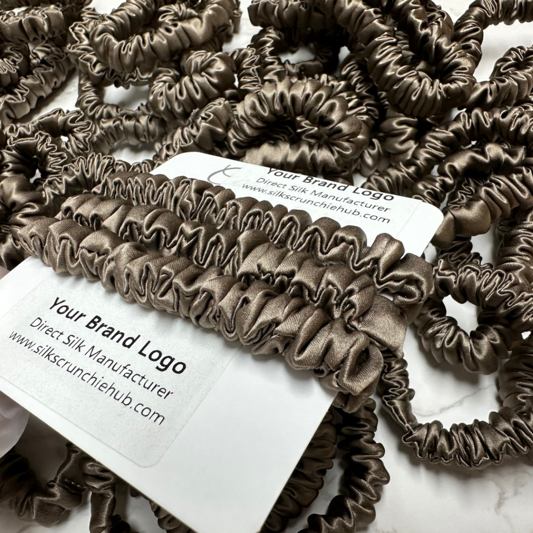 Agarwood Brown Silk Scrunchie Skinny Wholesale丨Custom Brand