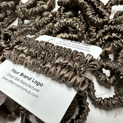 Agarwood Brown Silk Scrunchie Skinny Wholesale丨Custom Brand