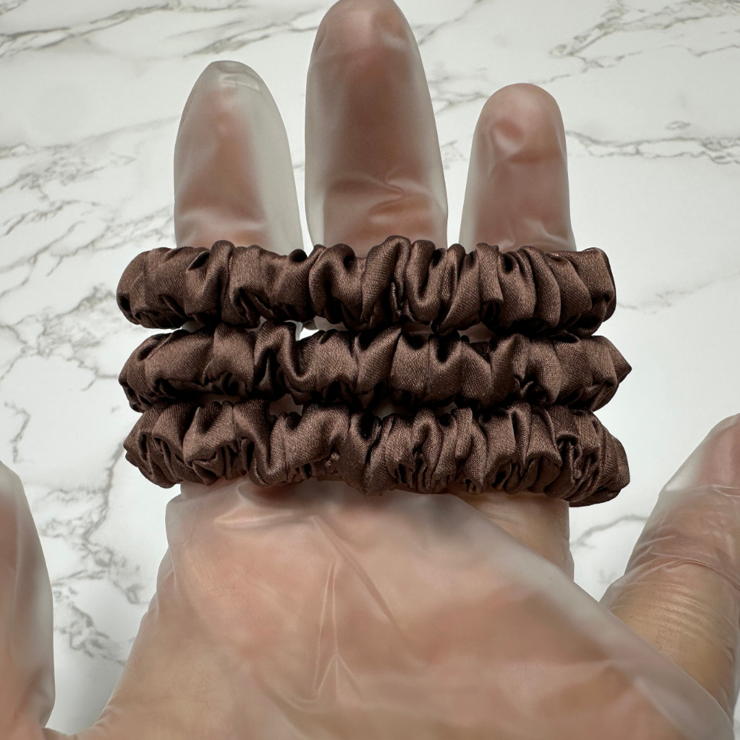 Sandalwood Brown Silk Scrunchie Skinny Wholesale丨Custom Brand