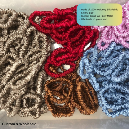 red mulberry silk skinny scrunchie supplier factory direct
