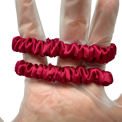 Carmine Skinny Silk Scrunchie custom wholesale, custom brand low MOQ, 1 piece wholesale