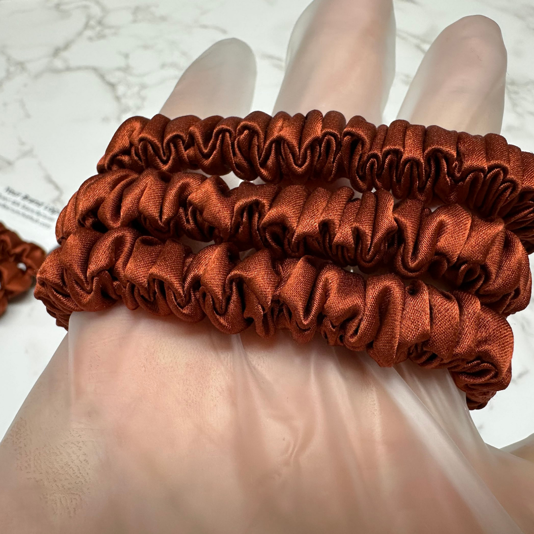 Bright-Orange-Red Silk Scrunchie Skinny丨Custom & Wholesale