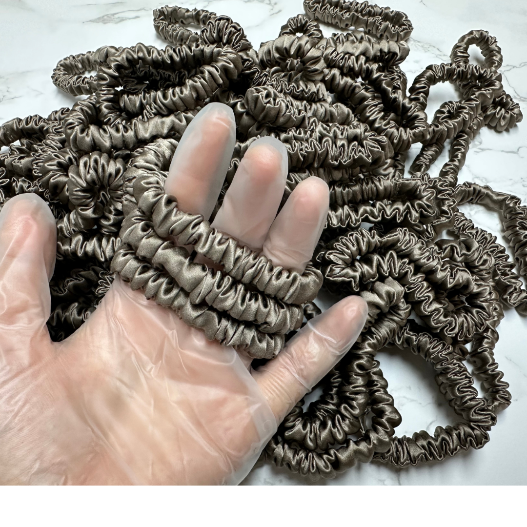 Agarwood Brown Silk Scrunchie Skinny Wholesale丨Custom Brand