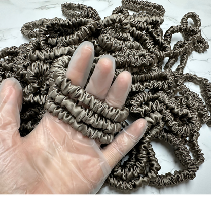 Agarwood Brown Silk Scrunchie Skinny Wholesale丨Custom Brand