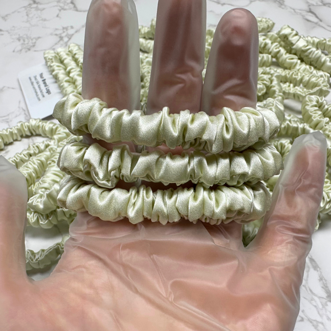 Deep Cream Silk Scrunchie Skinny Wholesale丨Custom Brand
