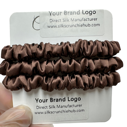 Sandalwood Brown Silk Scrunchie Skinny Wholesale丨Custom Brand
