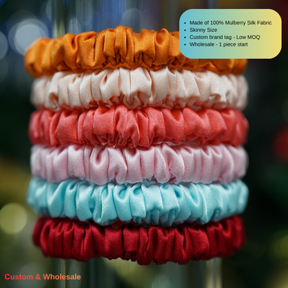  orange skinny silk scrunchie wholesale bulk for hair brands