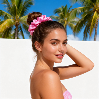 Light Rose Pink Silk Scrunchie Oversized Fluffy