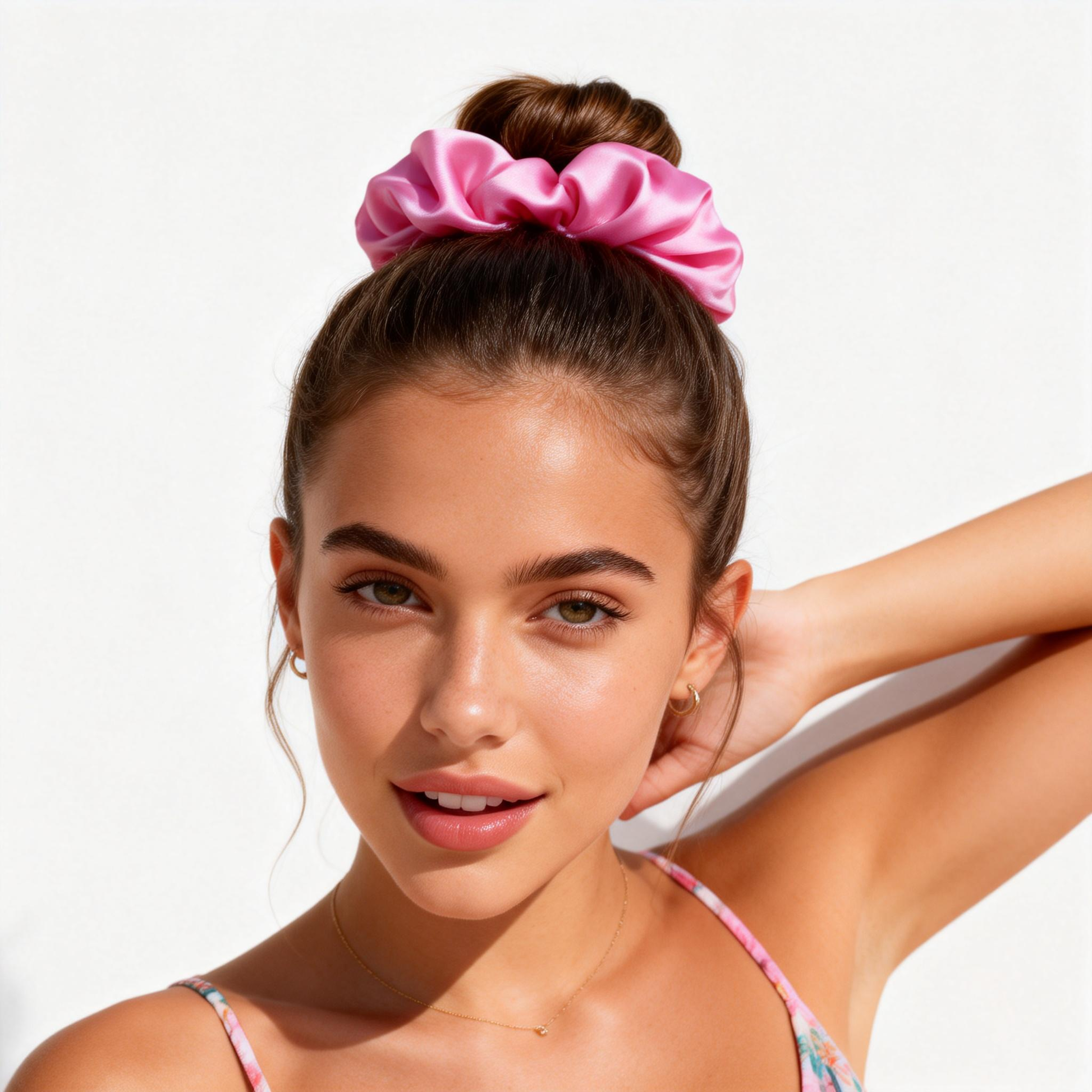 Light Rose Pink Silk Scrunchie Oversized Fluffy