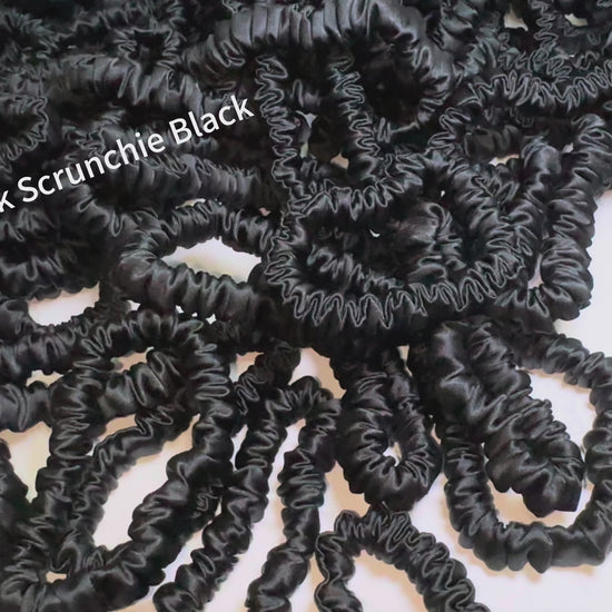 Black Silk Scrunchie Skinny Wholesale丨In Stock