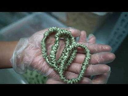 Bean Green Silk Scrunchie Skinny