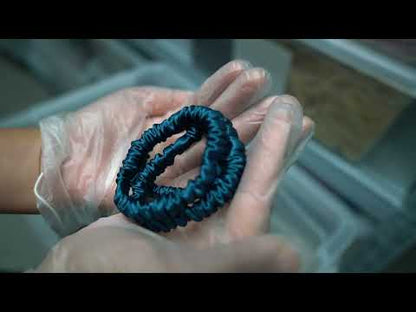 Deep Peacock Blue Silk Scrunchy Skinny