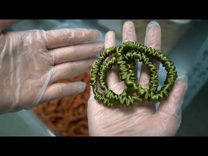 Olive Green Silk Scrunchie Skinny