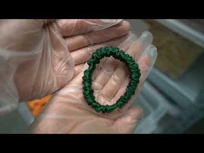 Dark Green Silk Scrunchie Skinny