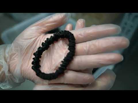 black Mini silk scrunchies custom wholesale, custom brand low MOQ, 1 piece wholesale
