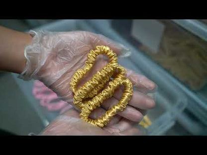metallic gold skinny silk scrunchie wholesale for fashion brands