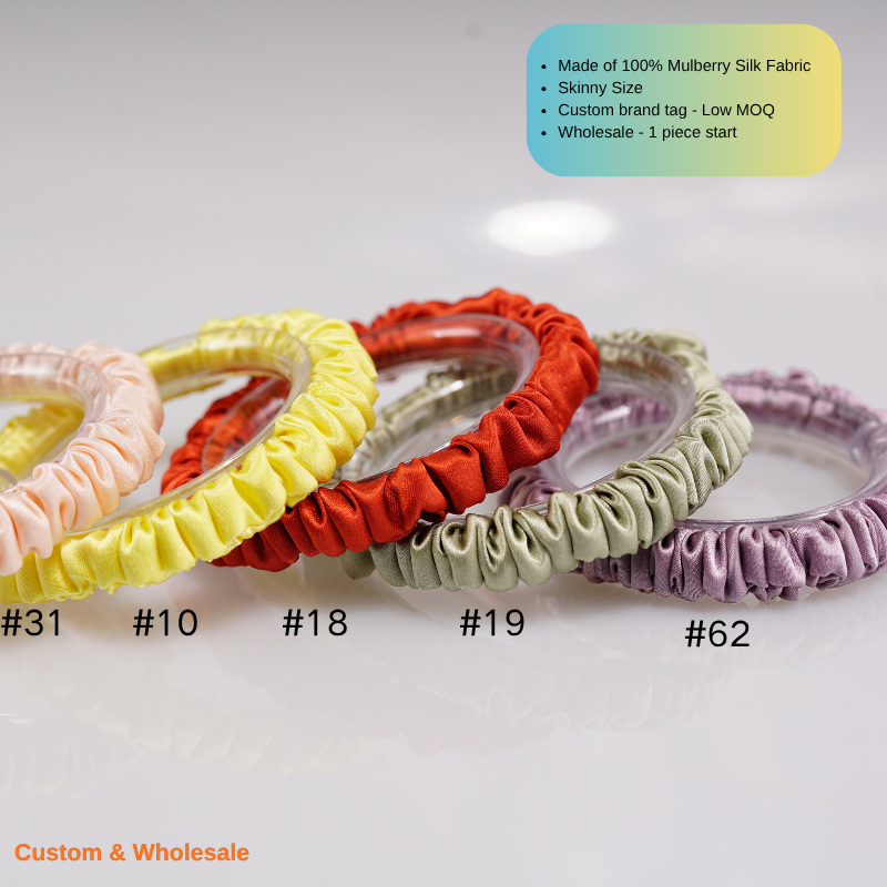 private label lemon skinny silk scrunchie custom packaging