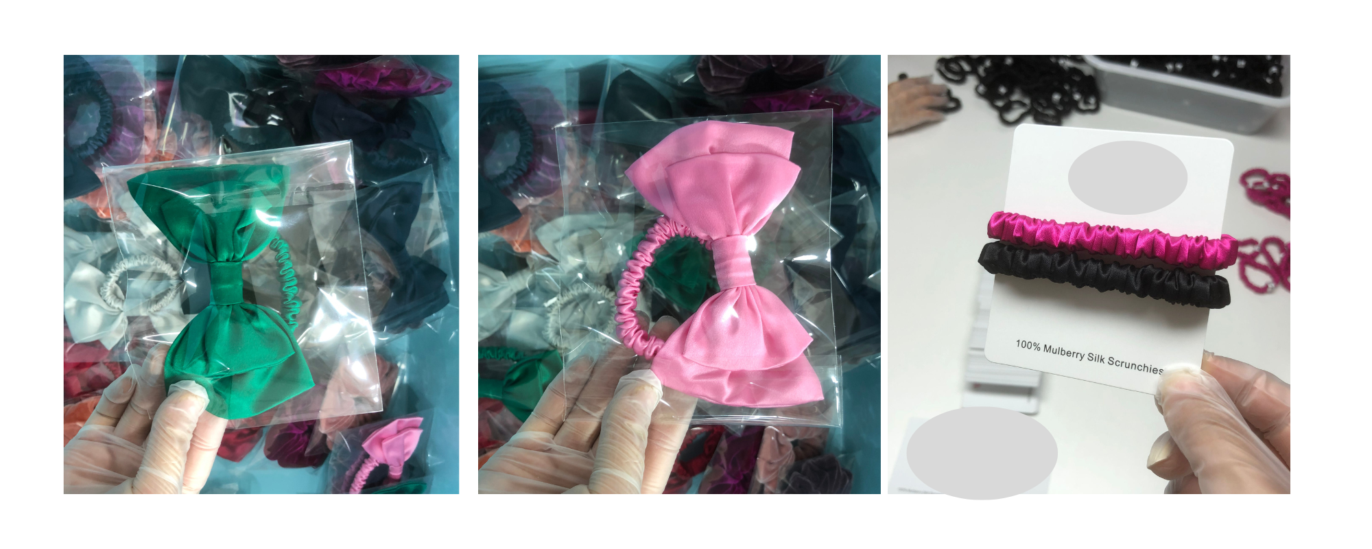 Custom Silk Scrunchie with Bowknot For Brands