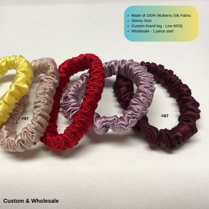 red skinny silk scrunchies in bulk for wholesale orders
