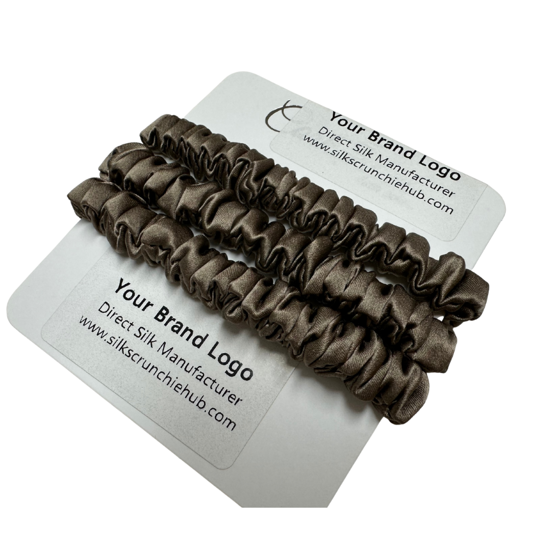 Agarwood Brown Silk Scrunchie Skinny Wholesale丨Custom Brand