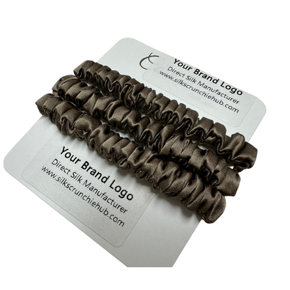 Agarwood Brown Silk Scrunchie Skinny Wholesale丨Custom Brand