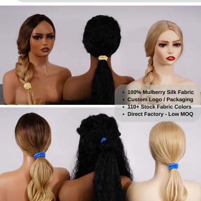 Thin silk hair tie smooth mulberry silk texture