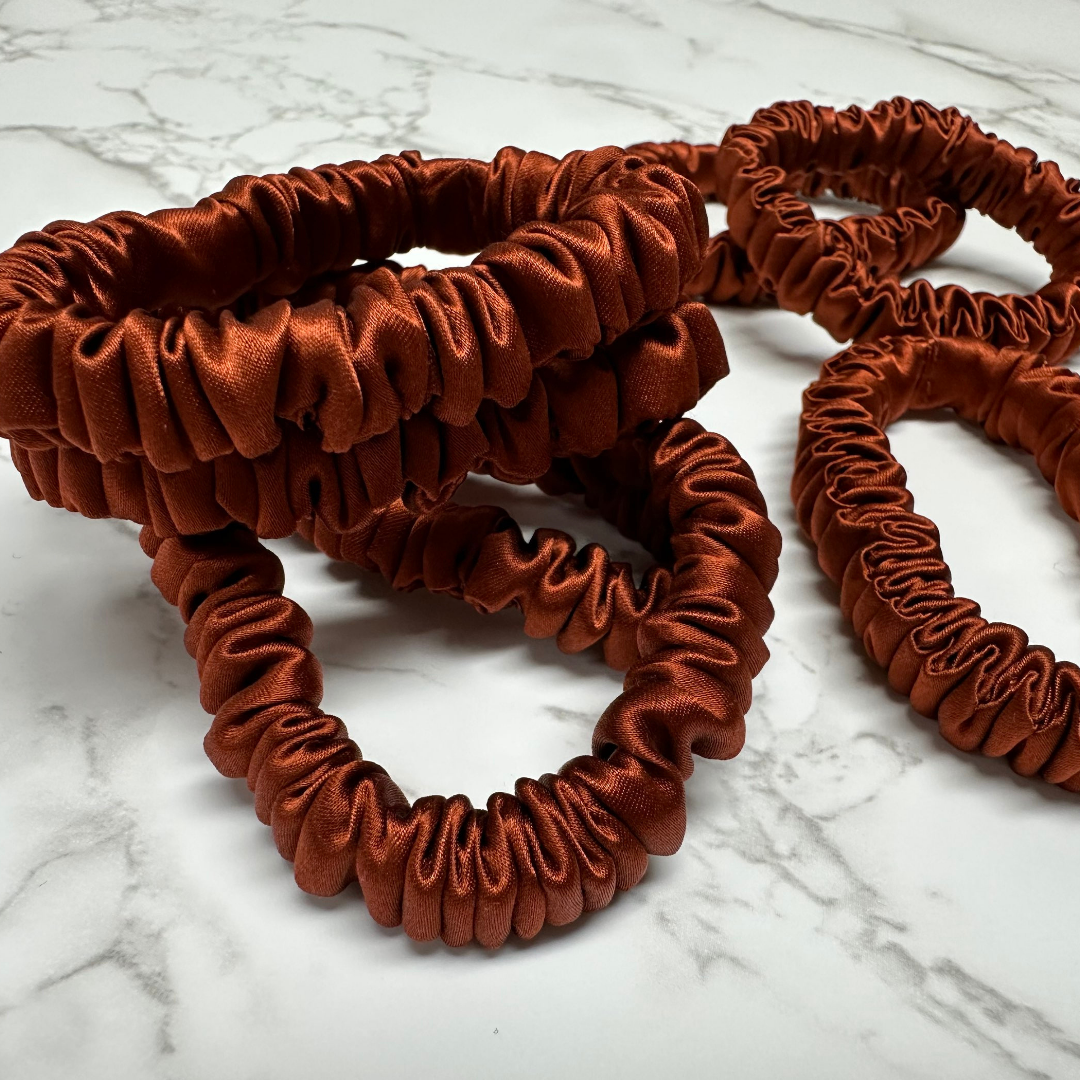 Bright-Orange-Red Silk Scrunchie Skinny丨Custom & Wholesale