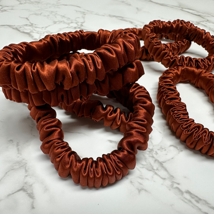 Bright-Orange-Red Silk Scrunchie Skinny丨Custom & Wholesale